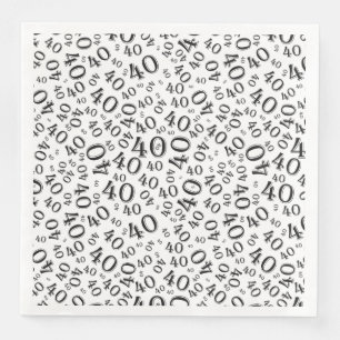 Serviette En Papier Numéro aléatoire 40e âge Motif noir/blanc