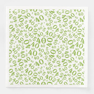 Serviette En Papier Numéro aléatoire 40e âge Motif vert/blanc