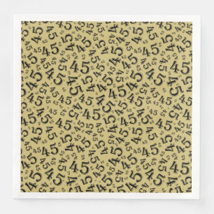 Serviette En Papier Numéro aléatoire 45e âge Motif Noir/Or