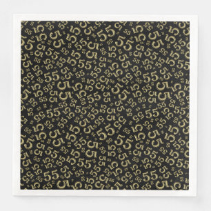 Serviette En Papier Numéro aléatoire 55e âge Motif Noir/Or