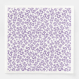 Serviette En Papier Numéro aléatoire 55e âge Motif violet/blanc