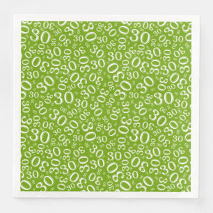 Serviette En Papier Numéro aléatoire du 30e âge Motif vert/blanc