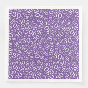 Serviette En Papier Numéro aléatoire du 30e âge Motif violet/blanc
