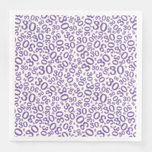Serviette En Papier Numéro aléatoire du 30e âge Motif violet/blanc