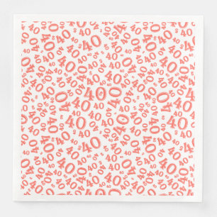 Serviette En Papier Numéro aléatoire du 40e âge Corail Motif/blanc