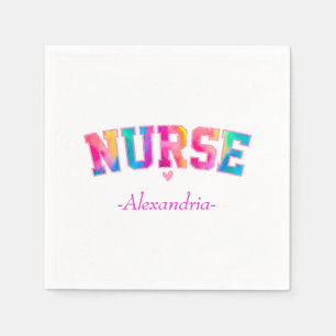 Serviette En Papier "Nurse" en Elegant Rainbow Colors Vibrant &