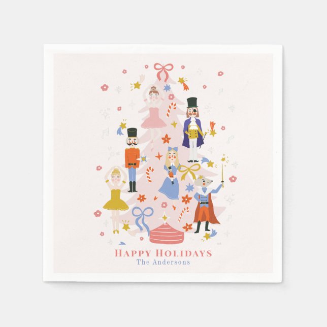 Serviette En Papier Nutacker Pink Christmas Tree Holiday (Devant)