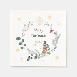 Serviette En Papier Nutcracker aquarelle botanique joli Noël