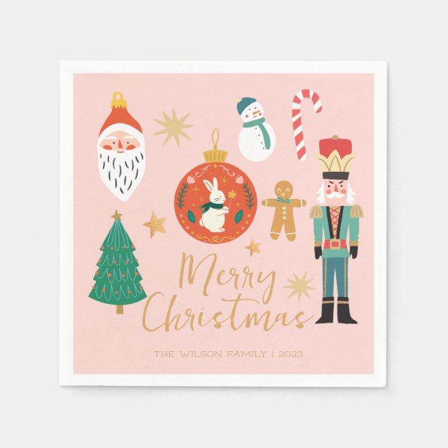 Serviette En Papier Nutcracker de Noël Père Noël Cookie (Devant)