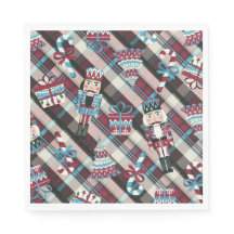 Nutcracker de Noël Plaid Blue Burgundy Naples