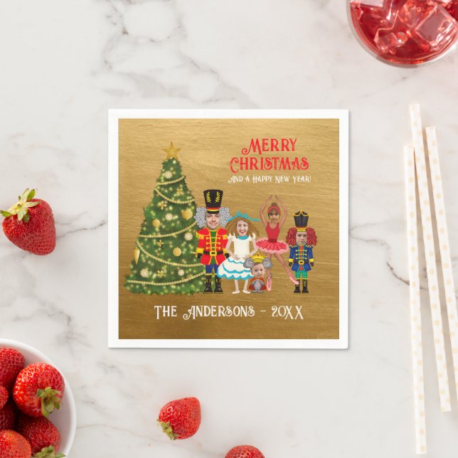 Serviette En Papier Nutcracker Famille de cinq amusants Noël (En situation)