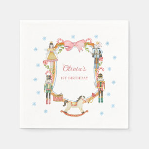 Serviette En Papier Nutcracker Pink Christmas Girl 1er anniversaire