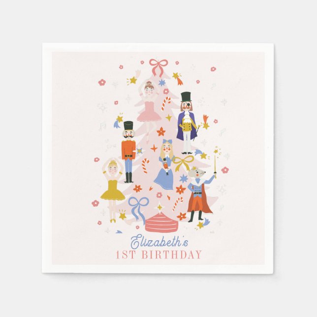Serviette En Papier Nutcracker Pink Christmas Tree Fête Anniversaire (Devant)