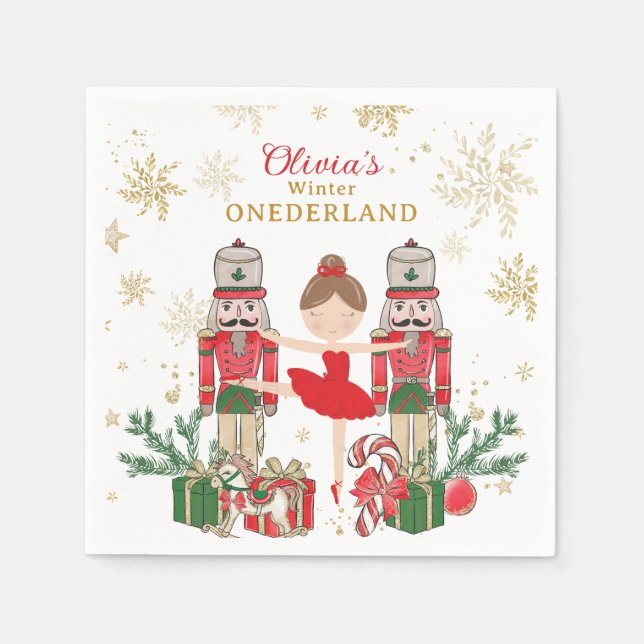 Serviette En Papier Nutcracker Winter Onederland 1st Birthday Red (Devant)