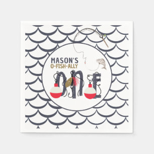 Serviette En Papier O-Fish-ally One Fishing Anniversaire