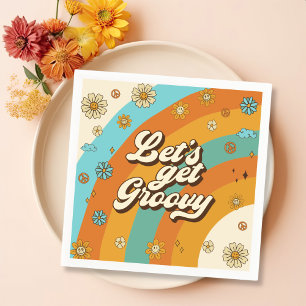 Serviette En Papier Obtenons Super Retro Rainbow 1er anniversaire
