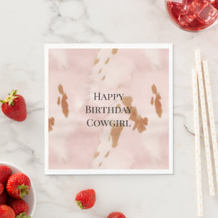 Serviette En Papier Occidentale Crème rose pâle Faux Cowhide Anniversa