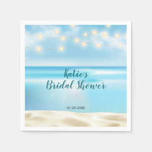 Serviette En Papier Ocean Beach Fairy Lights Fête des mariées
