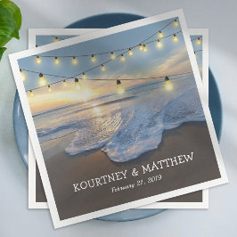 Serviette En Papier Ocean Beach Seaside String Lights Mariage