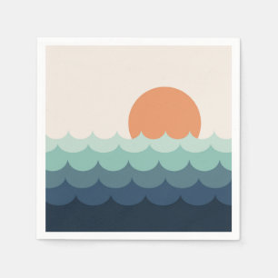 Serviette En Papier Océan bleu intense au coucher du soleil