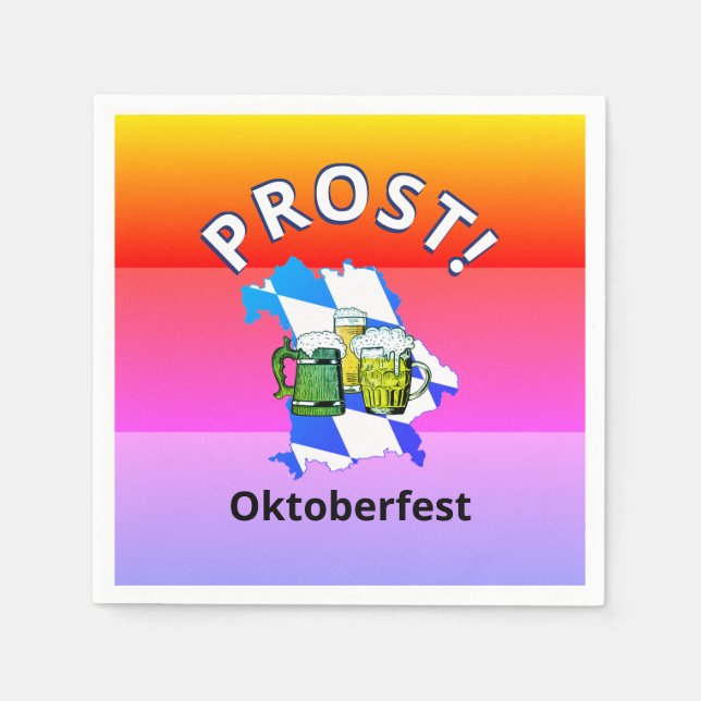Serviette En Papier OCTOBRE FEST | Bières Acclamations | PROST Papier (Devant)