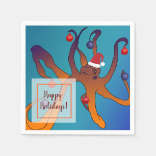 Serviette En Papier Octopus Art Joyeux Noël