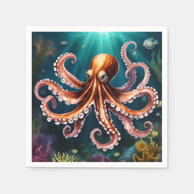 Serviette En Papier Octopus Art sous-marin (Devant)