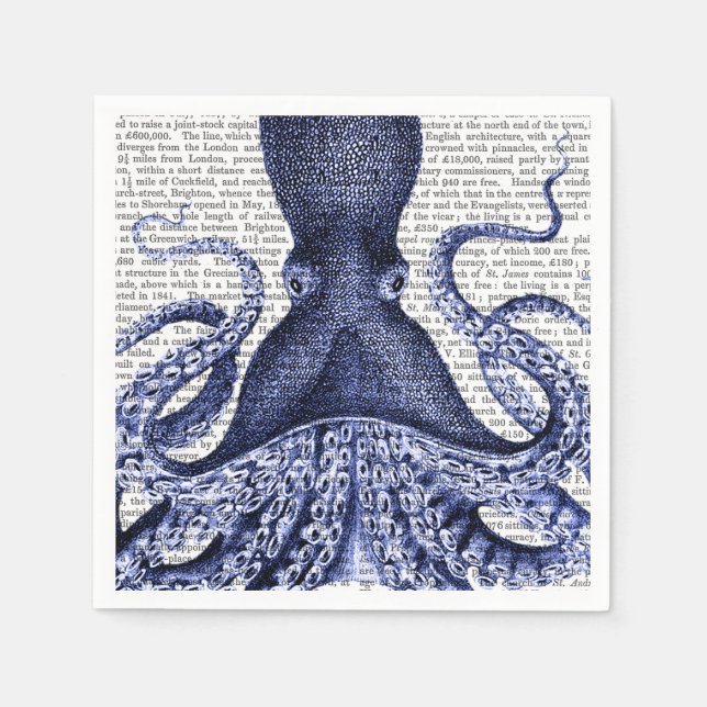Serviette En Papier Octopus bleu (Devant)
