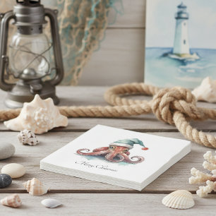 Serviette En Papier Octopus Christmas Joy, coutume