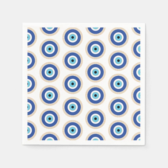 Serviette En Papier Oeil mal grec dans la clé grecque (Devant)