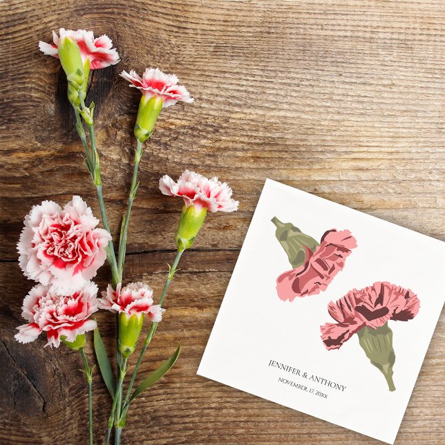 Serviette En Papier Oeillets roses Luxe Moderne Floral Mariage (Créateur téléchargé)