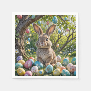 Serviette En Papier Oeuf de Pâques avec lapin