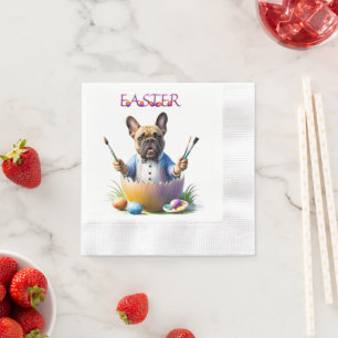 Serviette En Papier Œuf de Pâques Bouledogue Français Bouledogue Franç