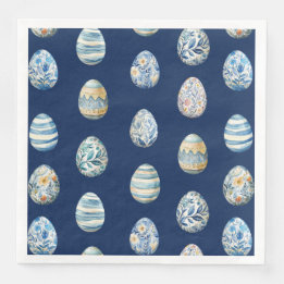 Serviette En Papier Oeuf de Pâques sur papier bleu Napkin