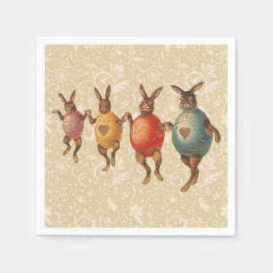 Serviette En Papier Oeufs dansants lapins de Pâques