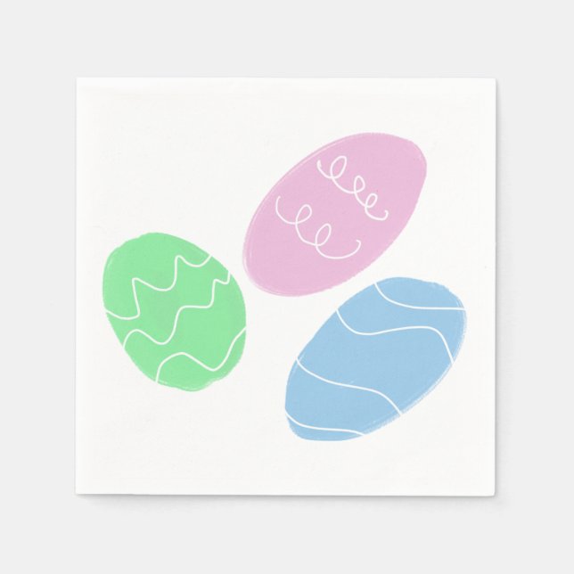 Serviette En Papier Œufs de Pâques Doodles  (Devant)