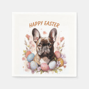 Serviette En Papier Oeufs et fleurs de Chien de Pâques -