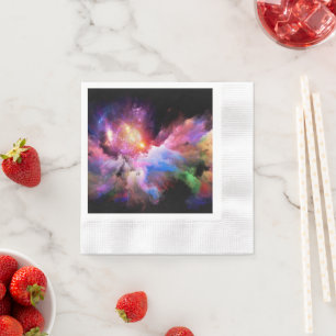 Serviette En Papier oeuvre d'art nuageuse abstraite vibrante surréalis