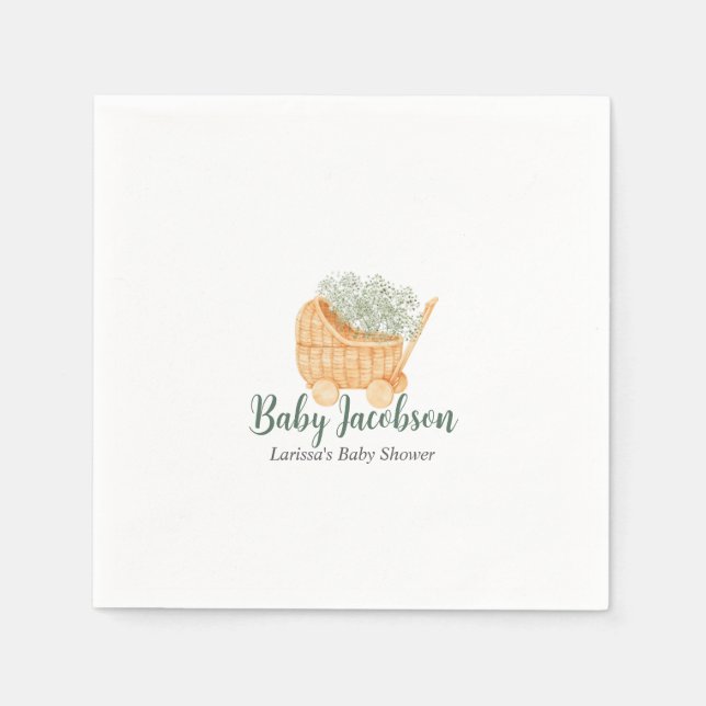 Serviette En Papier OEuvres et haleine de bébé - Sage Green (Devant)
