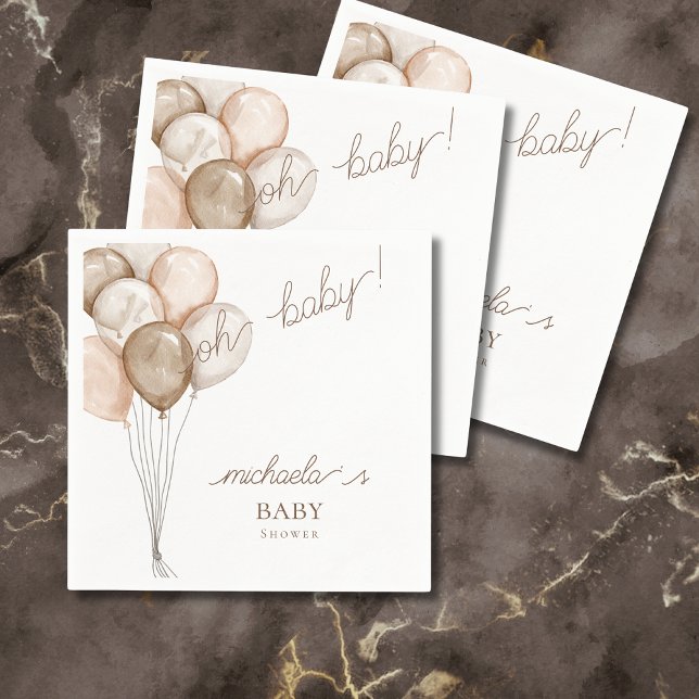 Serviette En Papier Oh Baby Balloons Baby shower Boho (Créateur téléchargé)
