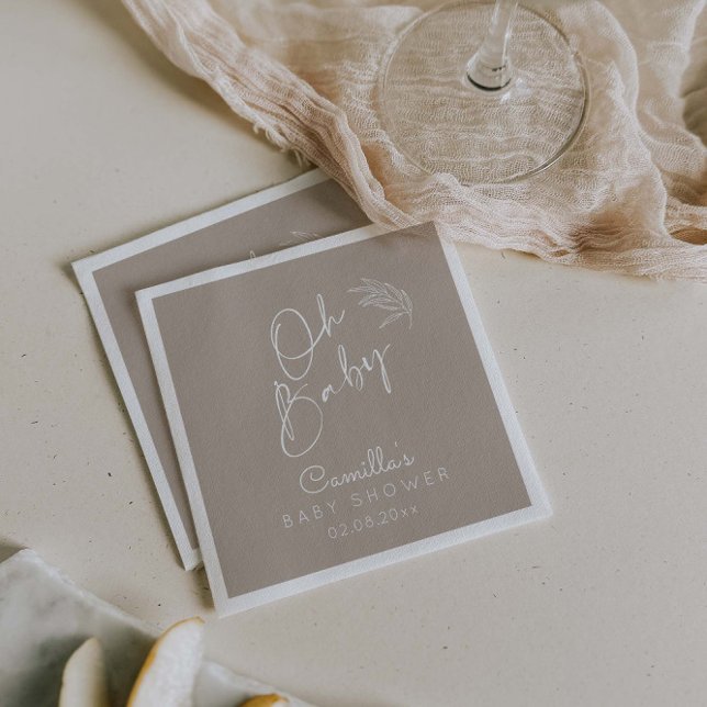 Serviette En Papier Oh Baby Beige Genre Neutre Baby shower moderne (Créateur téléchargé)