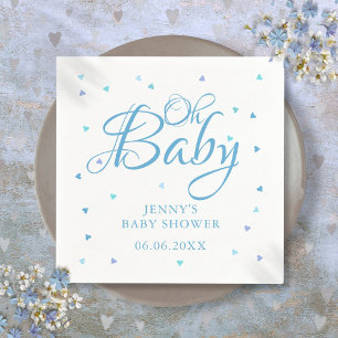 Serviette En Papier Oh Baby Blue Love Hearts Baby Shower / Sprinkle