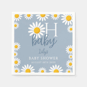 Serviette En Papier Oh Baby Blue Modern Daisy Baby Shower
