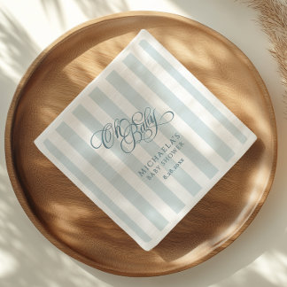 Serviette En Papier Oh Baby Écriture Élégante et Rayures Baby Shower