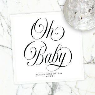 Serviette En Papier Oh Baby Élégant Faire-Part Fête de Naissance Mixte