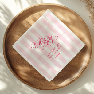 Serviette En Papier Oh Baby Elegant Script & Stripes Baby shower