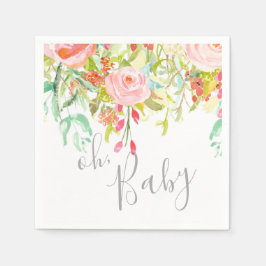 Serviette En Papier oh Baby Garden Floral rose Grey Shower Party Event