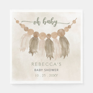 Serviette En Papier Oh Baby Genre Neutre Boho Baby shower Invitation