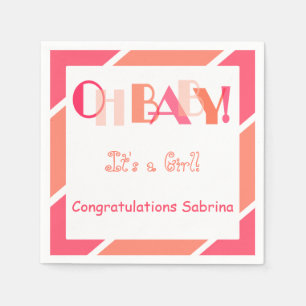 Serviette En Papier Oh Baby Girl Coral moderne Baby shower Party Napki