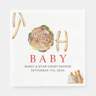 Serviette En Papier Oh Baby Hamburger et Fries Co Ed Baby shower